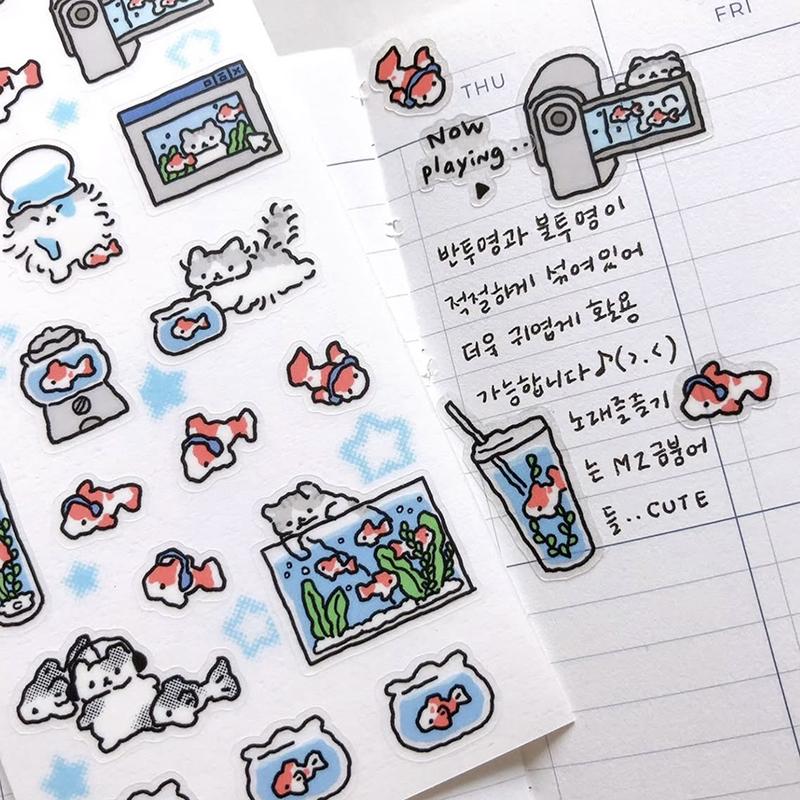 1/3 Sheets Korean Cute Graffiti Style Rabbit Cartoon Stickers Kawaii Animal Decals Hand Account Diary Scrapbook Sticker