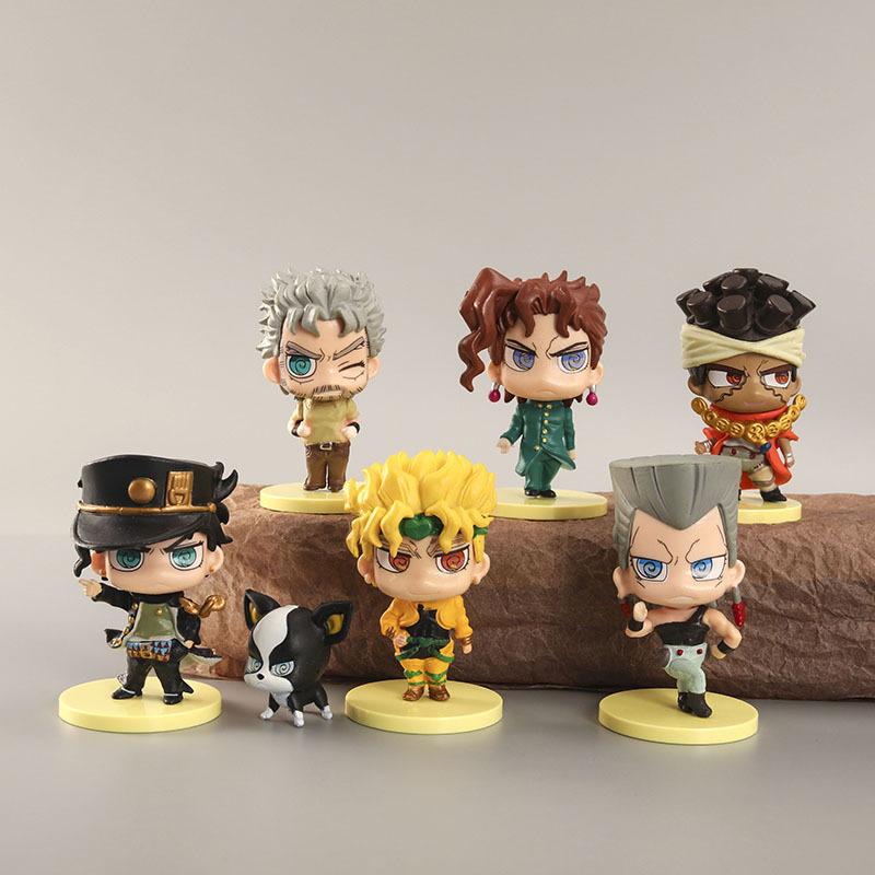 5Pcs Anime JoJo's Bizarre Adventure Figure Kujo Jotaro Star Platinum Iggy Polnareff Kakyoin Tenmei Action Figure Kids Model Doll