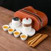 Portable White Ceramic Kung Fu Tea Set