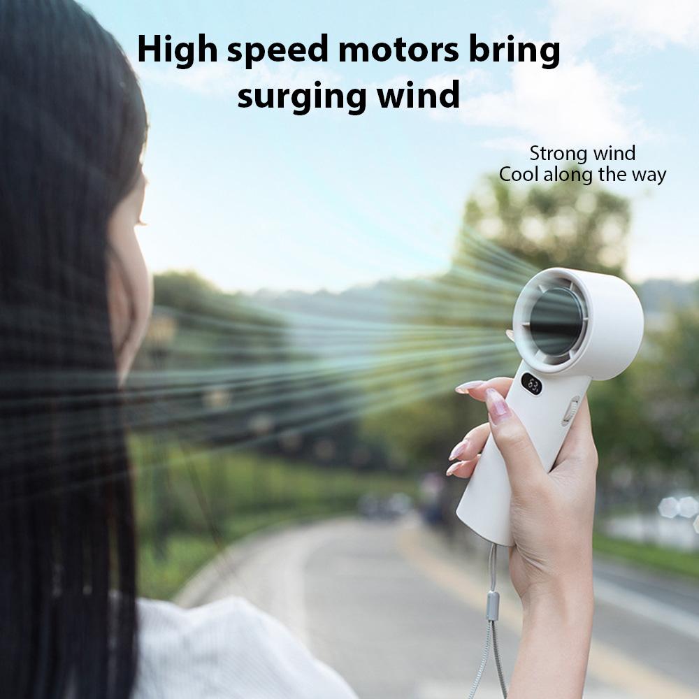 Portable Handheld Fan High Speed Mini Fan with LED Display USB Rechargeable Personal Fan 100 Gear Wind Speeds for