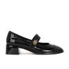 High-end Cowhide Version~ One-word Buckle with Thick Heel Flat Mary Jane Shoes Women's Single Shoes