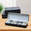 In-Stock Black Ostrich Pattern PU Leather Watch Storage Box with Dustproof Zipper Bag