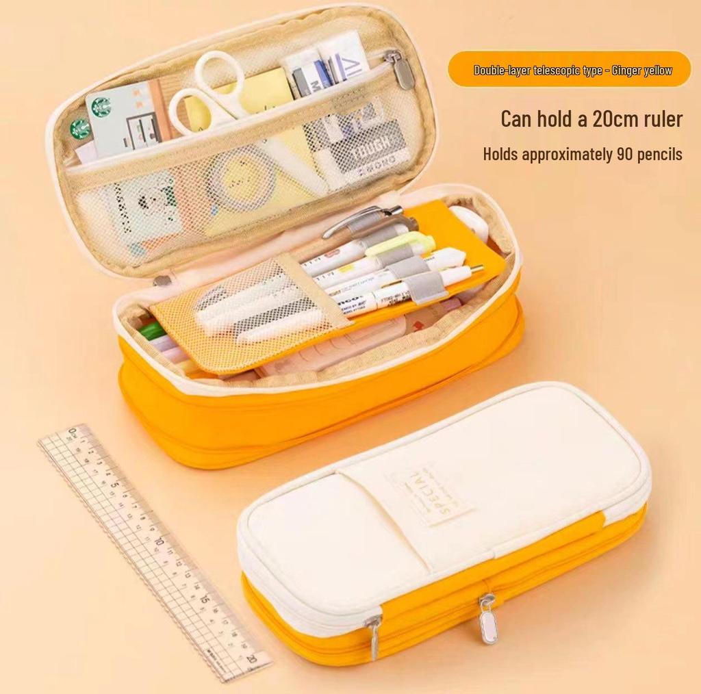 Large-Capacity Dirt-Resistant Pencil Case for Primary and Junior High School Girls - Stylish and Simple Design