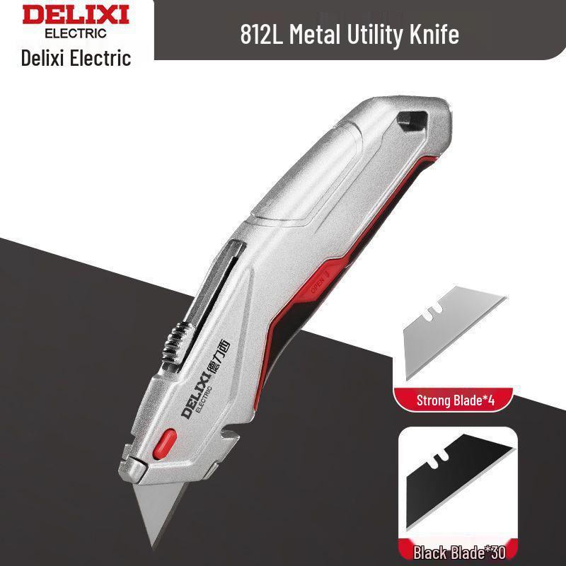 Heavy-Duty Industrial Folding Utility Knife with Thick All-Steel Retractable Blade for Electricians and Cable Work.