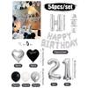 30/54pcs Black and White Balloons, Silver Banner Balloons Suitable for Birthday Decoration and Holiday Decoration