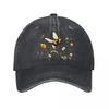 Vintage Botanisk Humla Illustrerad Tvättad Basebollkeps Utomhus För Kvinnor Unisex FeUnisex Pappa Hatt