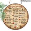 2D Flat, 1pc Round Aluminum Hanging Sign, Vintage Plaque about "20 Unwritten Rules of Life", Inspirational Quotes Wisdom Sayings Life Principles