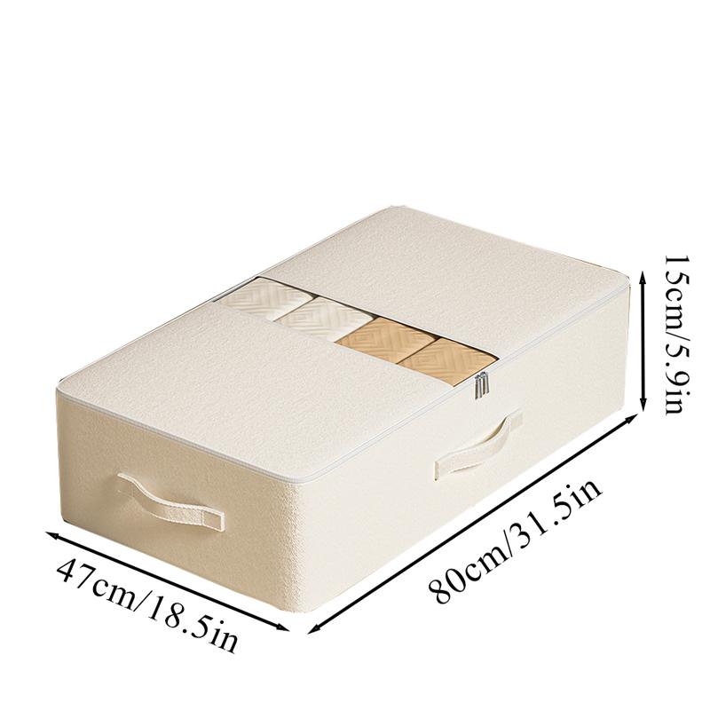 Clothes Under Bed Bedding Storage Bag with Lid Foldable for Bedding Toy Closet Organizer Space Saving Strap Reinforced Handle