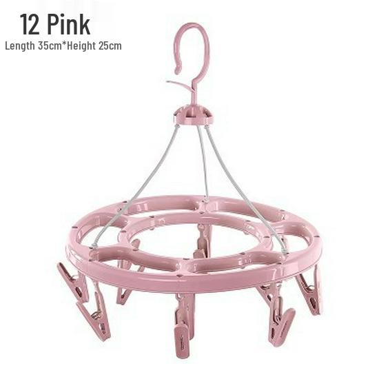 Windproof Plastic Drying Rack with 32 Clips for Children's Socks and Underwear