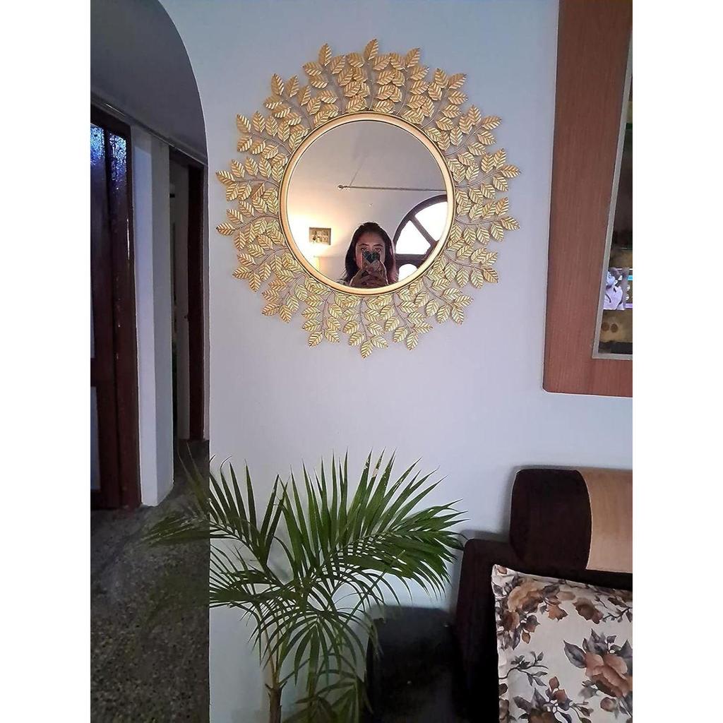 Rust Proof & Weather Proof Wall Mirror - Ideal Mirror for Living Room, Bathroom, Bedroom, Foyer | Entryway, Wash Basin Area - Gold, 28 Inches 1 Piece