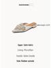 Weiwei Girl Pearl Rhinestone Slip-on Closed Toe Sandals - Women's Chinese Style Flat Heel Half Slippers for Summer