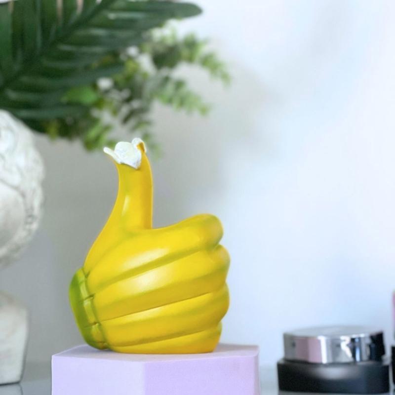 Unique Resins Banana Thumb Up Hand Gesture Figurine Ornament for Home Living Room or Office Tabletop Novelty Decors