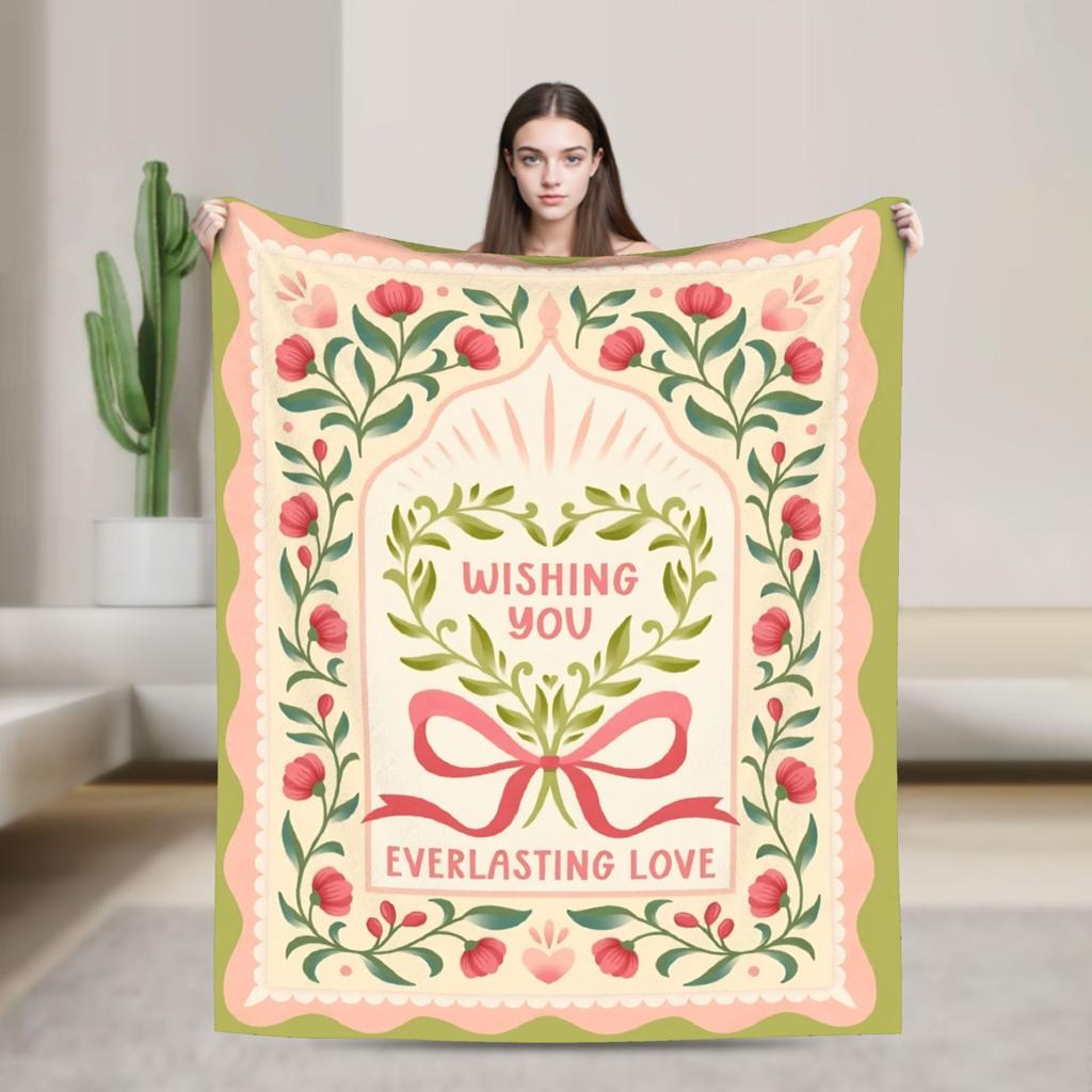 Border Painting Art Wishing U Super Warm Blanket Kids Plush Bedding Throws Funny Couch Chair Flannel Bedspread Sofa Bed Cover