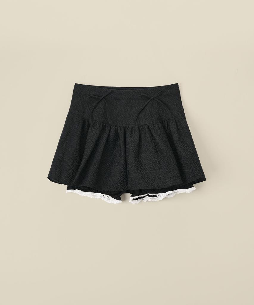 Limekeu Ribbon Flare Skirt Pants Black