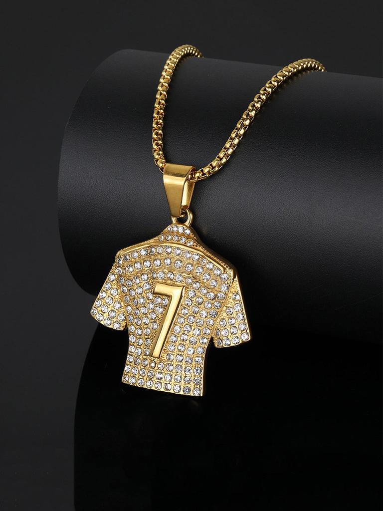 World Cup No. 7 Gold-Plated Jersey Pendant Necklace - European & American Style, Fashionable & Unique Design.