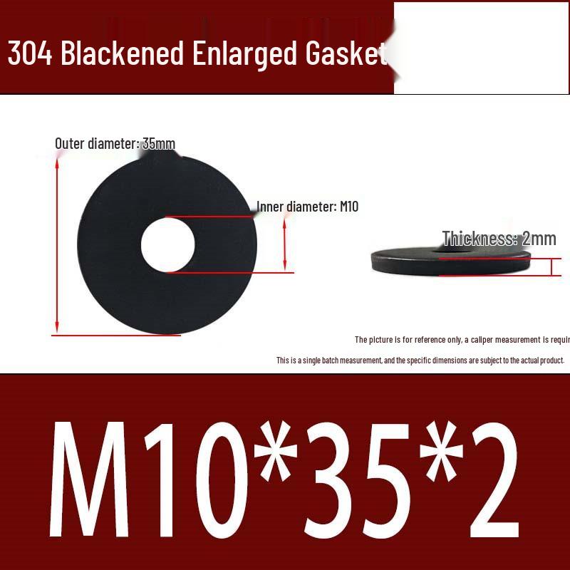 Large Black 304 Stainless Steel Ultra-Thin Oversized Flat Washer, Zinc-Plated