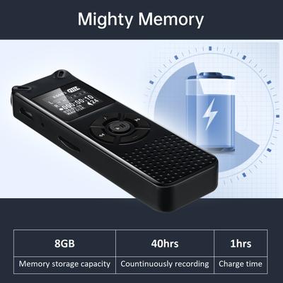 8GB digital röstinspelare Röstaktiverad o Inspelning med uppspelning av MP3-musikspelare 572 timmar