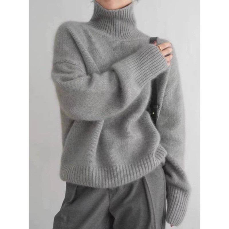 Women's Autumn and Winter Sweaters Trendy Thickened Cashmere Sweaters Turtleneck Short Pullover Loose Lazy Sweater