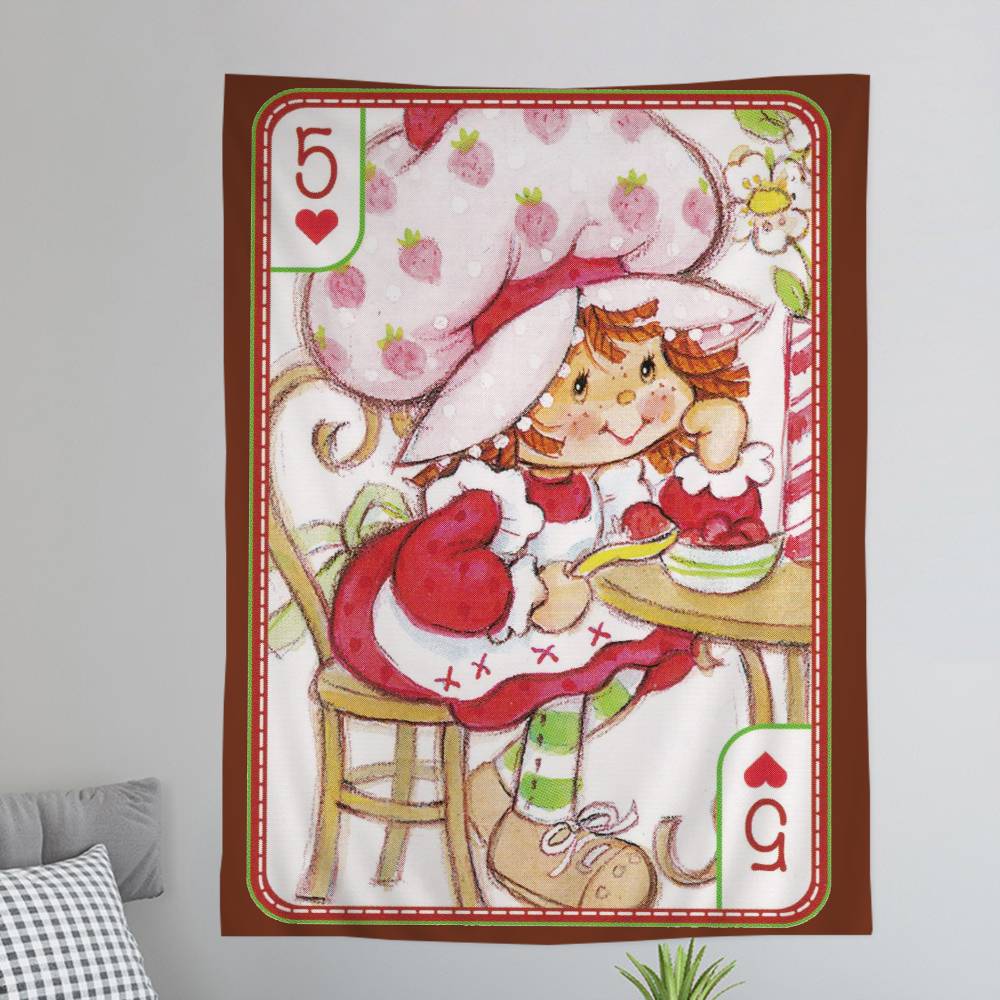 Cartoon Strawberry Shortcake DIY Wall Tapestry Art Science Fiction Room Home Decor Wall Art Decor