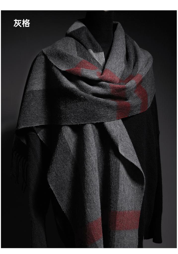 Red Bean Pure Wool Shawl Women's Autumn and Winter New Style Warm and Cold Proof Fashion Versatile Checkered Shawl Scarf Dual Purpose