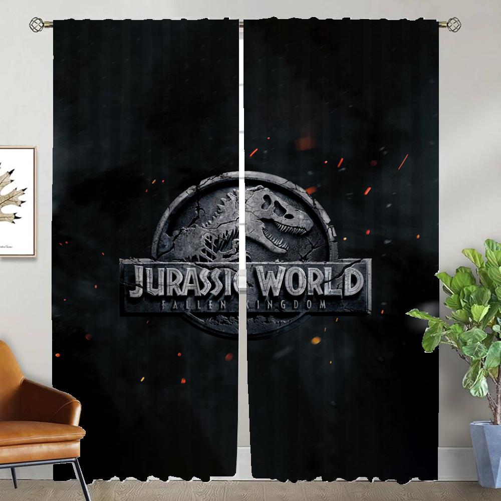 Kitchen Curtains 2 Pieces Jurassic Park Curtains for Bedroom Blackout Curtain Shades Halloween Decoration Living Room Curtain