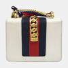 [Pre-Owned] Sylvie Gold Buckle Striped Web Satin Bow Chain Mini Shoulder Bag - Good #VLCRXY