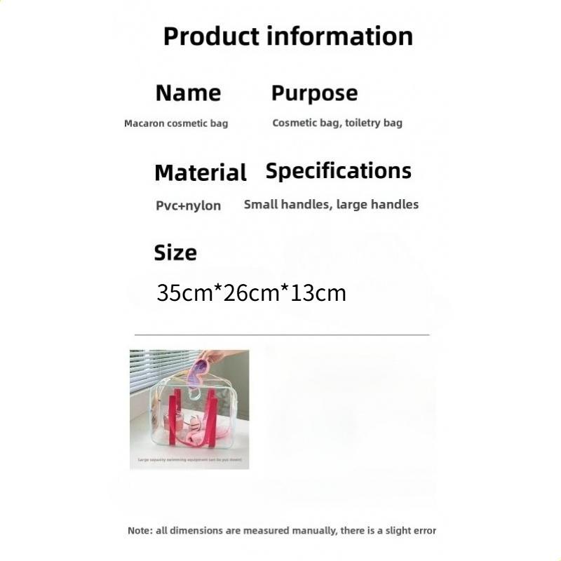 PVC Transparent Storage Bag Large Capacity Waterproof Cosmetic Bag Double-Handle Travel Beach Swimming Makeup Organizer Bag