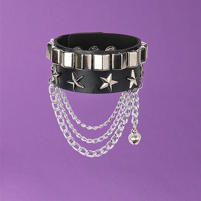 Bracciale in Pelle con Borchie Punk Star Europeo/Americano - Stile Rock Non Convenzionale per Coppie.