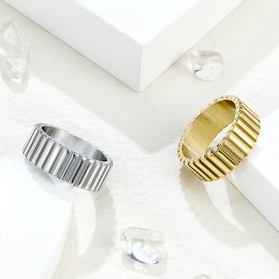 Wide-faced Gear Ring, Titanium Steel Electroplating Stacked Index Finger Ring, Female Niche High-end Non-fading Accessories
