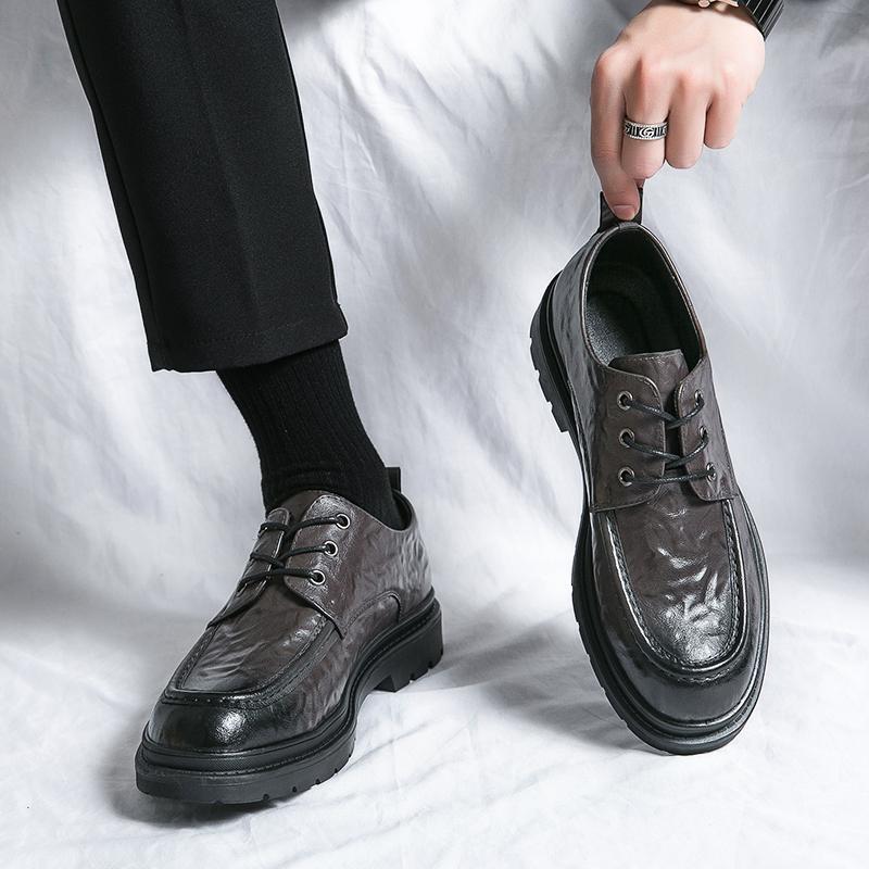 Pantofi Casual Dermis Versiune Coreeană pentru Bărbați, Confortabili pentru Condus, Pantofi Formale de Birou, Marcă de Modă, Pantofi Confortabili din Piele, Pantofi de Nuntă