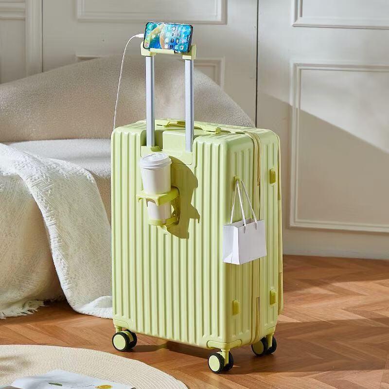 OEING Front Cover Password Travel Suitcase with USB and Cup Holder
