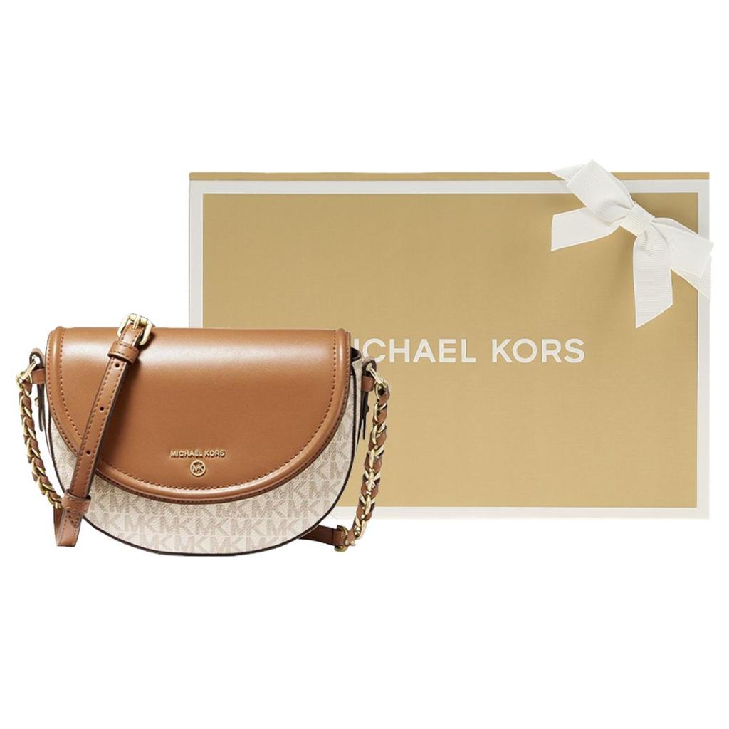 Michael Kors Mk Jet Set Charm Classic Monogram Chain Logo Shoulder Crossbody Bag Medium Women Bags Vanilla-White Acorn-Brown 32T0GT9C6B-149
