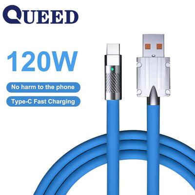 120 vatų, 6 A, itin greitas C tipo įkrovimo laidas, USB laidas greitam Xiaomi, Huawei, Samsung įkrovimui, C tipo USB įkroviklis