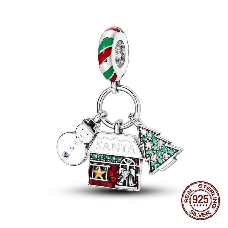 Winter Charms Copper Elk Bear Santa Claus Charms Beads Fit Original Bracelets For Women Diy Festival Jewelry Gifts