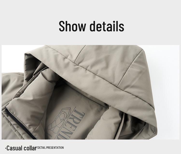 Men's Casual 90% White Duck Down Hooded Jacket - 2025 Winter Middle-aged Business Outerwear