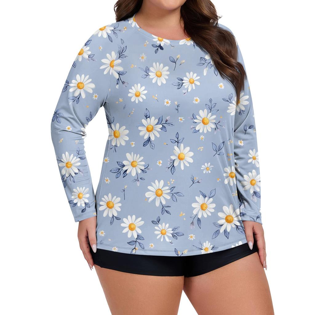 Women's Print Large Size Long Sleeve Swimsuit Sun  Jacket Quick Dry Hiking Top