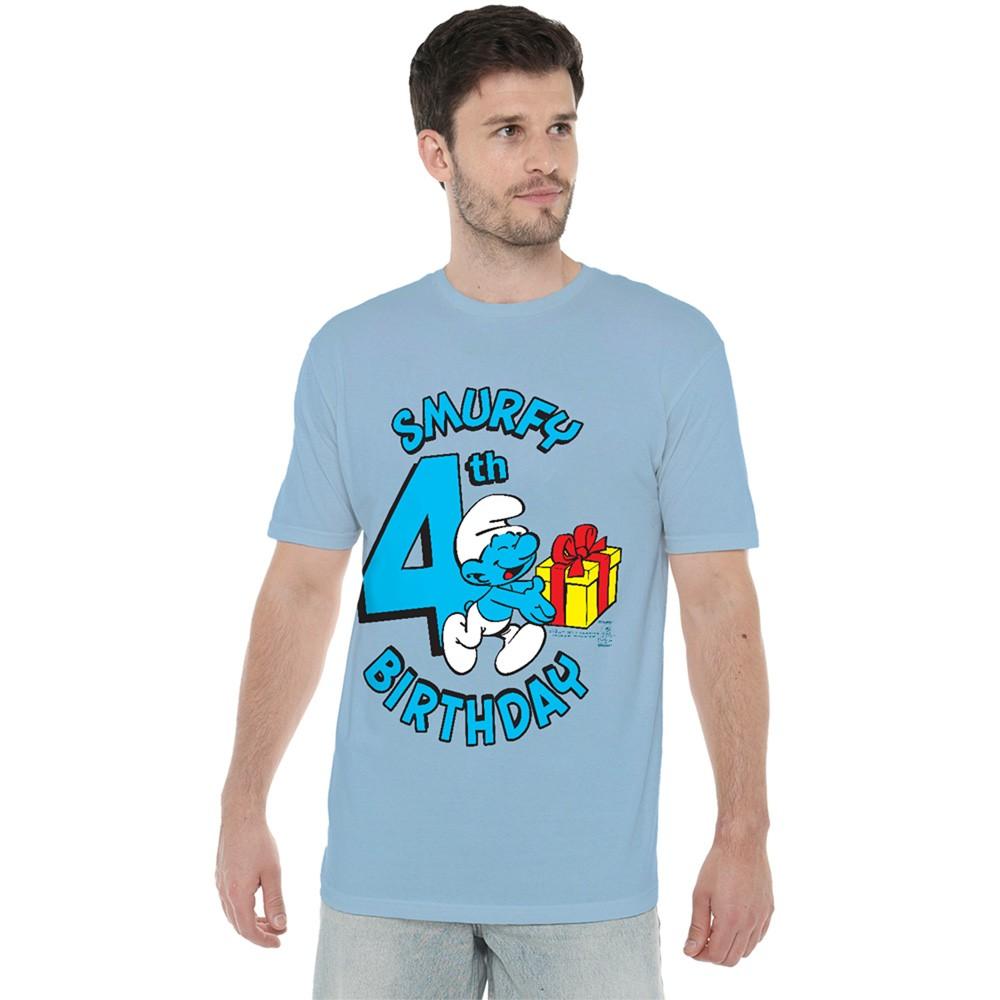 Smurfs Smurfy 4Th Birthday T-Shirt S-3XL Light Blue S