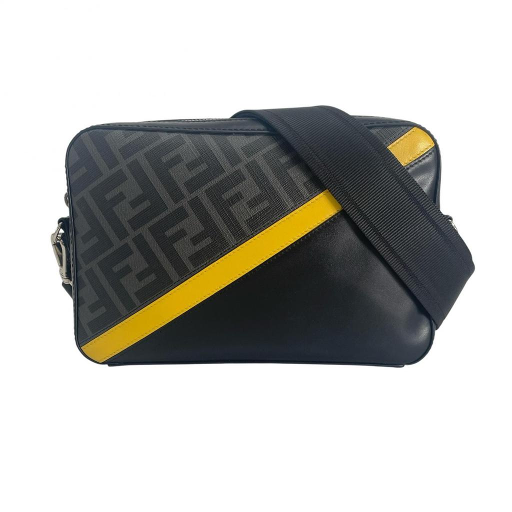 Fendi Diagonal Camera Case 7M0286 Shoulder Bag Black Mens Used