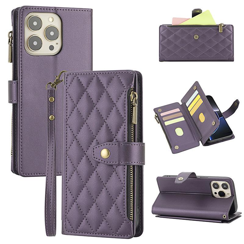 Fashion Retro Mobile Phone Protective Case Is Suitable for Apple 17promax Embroidered Zipper Card Slot Mobile Phone Case.