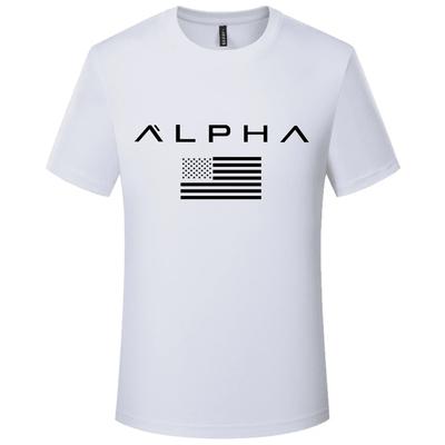 USA ALPHA New Type of Soft Round Neck Casual Short-Sleeved T-shirt Men Hot Drill Base Shirt Men's Jacket