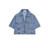 Short Summer Lapel Denim Shirt 1416024 Denim Double Breasted High Waist Casual Culottes 7484062