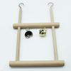 Pet Bird Parrot Wood Bell Stand Holder Hanging Swing Cage Molar Play Chew Toy