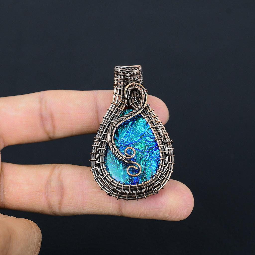 Australian Triplet Opal 999 Copper Wire Wrapped Pendant, Handmade Gemstone Jewelry Pendant Gift For Birthday