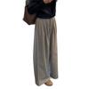 Korean Style Wide-Leg Pleated Wool Pants, Winter 2025 Versatile Women's Plus Velvet Straight Casual Trousers