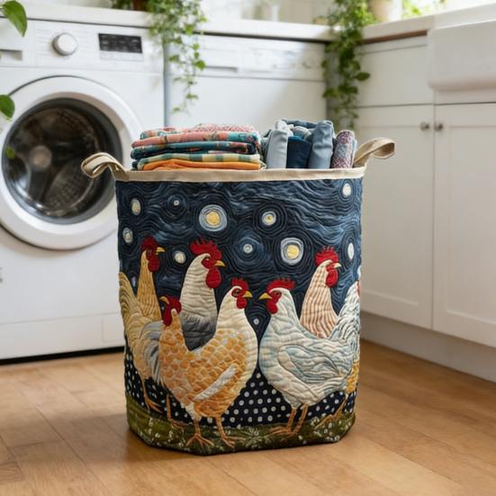 Quilted Laundry Basket Fabric Floral Storage Basket with Handles Boho Clothes Basket for Laundry Nursery Bedroom Garments Kids Toys