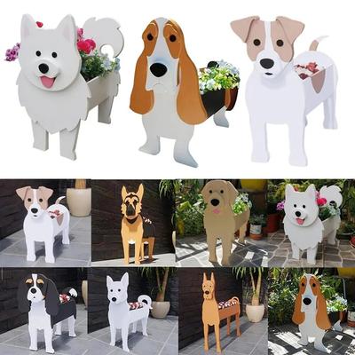 Pot de fleurs de jardin en PVC, joli pot en forme de chien, pour décoration d'intérieur ou d'extérieur, idéal pour le berger, le labrador ou le samoyède.