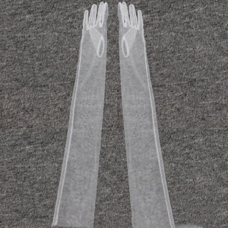 55CM 70CM Sexy Thin Hollow Transparent Long Gloves Solid Net Yarn Mesh Women Man Performance Party Elasticity Cosplay