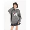 Grey Puppy Pullover Hooded Knitwear Women's Autumn New Thickened Retro Lazy Style Loose Sweater
