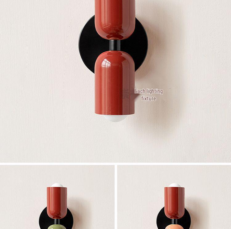 Mid-Century Modern Double-Head Cream Wall Lamp - Creative & Colorful Vintage Design for Nordic Bedrooms