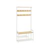 VASAGLE Suport de haine HSR409W09 cu 9 cârlige Bancă pentru pantofi Raft 30 x 85 x 180,5 cm pentru Hol Dormitor Apartamente Mici Modern Stejar Alb